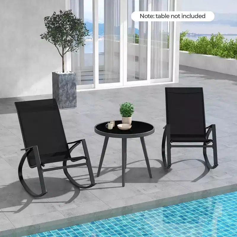 Costway 4 PCS Patio Rocking Chairs w/ Ergonomic Backrest Seat Safe Stoppers for Backyard
