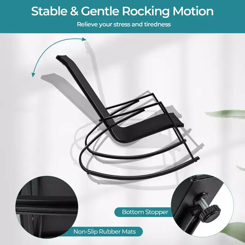 Costway 4 PCS Patio Rocking Chairs w/ Ergonomic Backrest Seat Safe Stoppers for Backyard