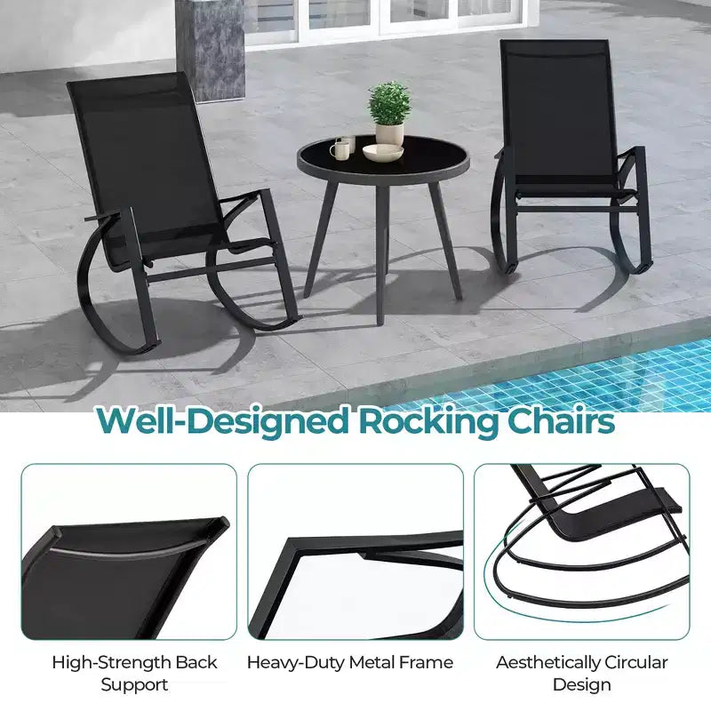 Costway 4 PCS Patio Rocking Chairs w/ Ergonomic Backrest Seat Safe Stoppers for Backyard