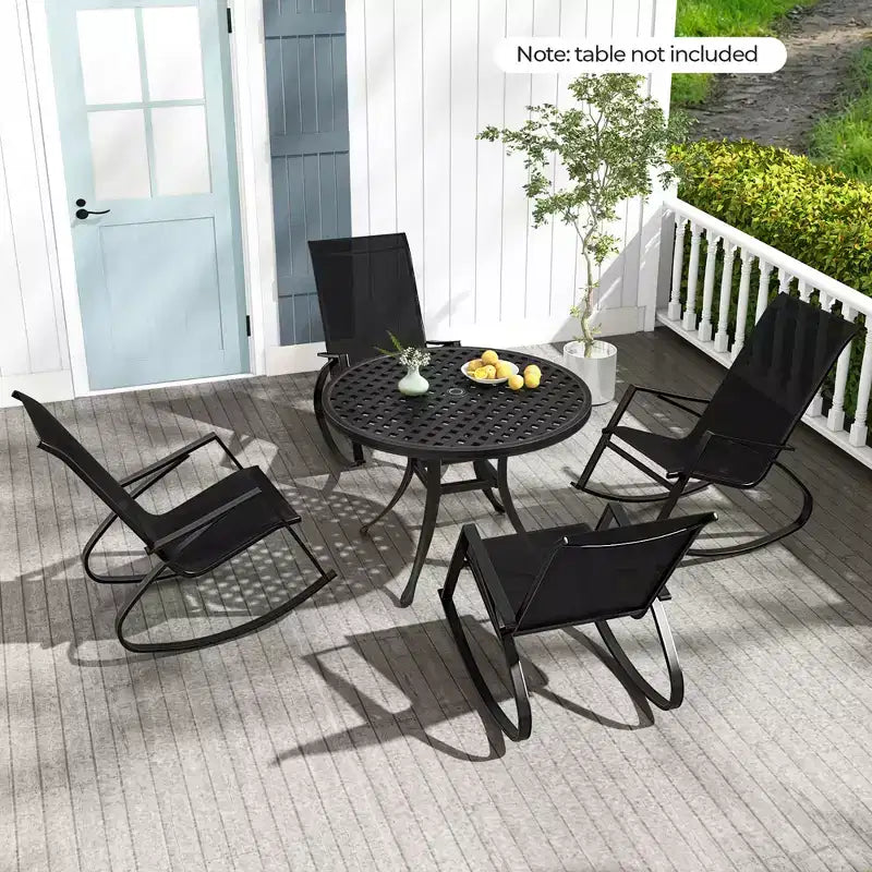 Costway 4 PCS Patio Rocking Chairs w/ Ergonomic Backrest Seat Safe Stoppers for Backyard