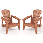 Costway 2PCS Solid Wood Garden Chair w/ High Backrest Wide Armrests & Contoured Seat