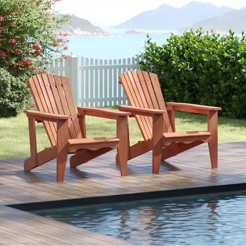 Sedia da giardino Costway 2 pz. in legno massello con schienale alto, braccioli ampi e sedile sagomato