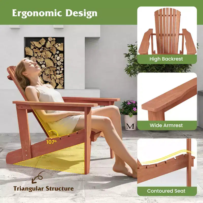 Sedia da giardino Costway 2 pz. in legno massello con schienale alto, braccioli ampi e sedile sagomato