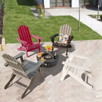 Costway 2PCS Patio Folding Adirondack Chair Weather Resistant Cup Holder Yard Red