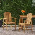 Outdoor Weather Resistant Acacia Wood Adirondack Dining Chairs (Set of 2), Natural Finish