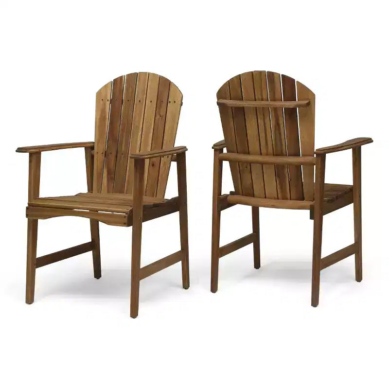Sedie da pranzo Adirondack da esterno in legno di acacia resistenti alle intemperie (set da 2), finitura naturale