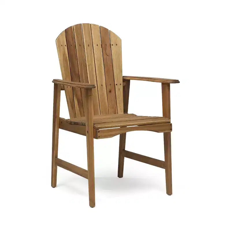 Sedie da pranzo Adirondack da esterno in legno di acacia resistenti alle intemperie (set da 2), finitura naturale