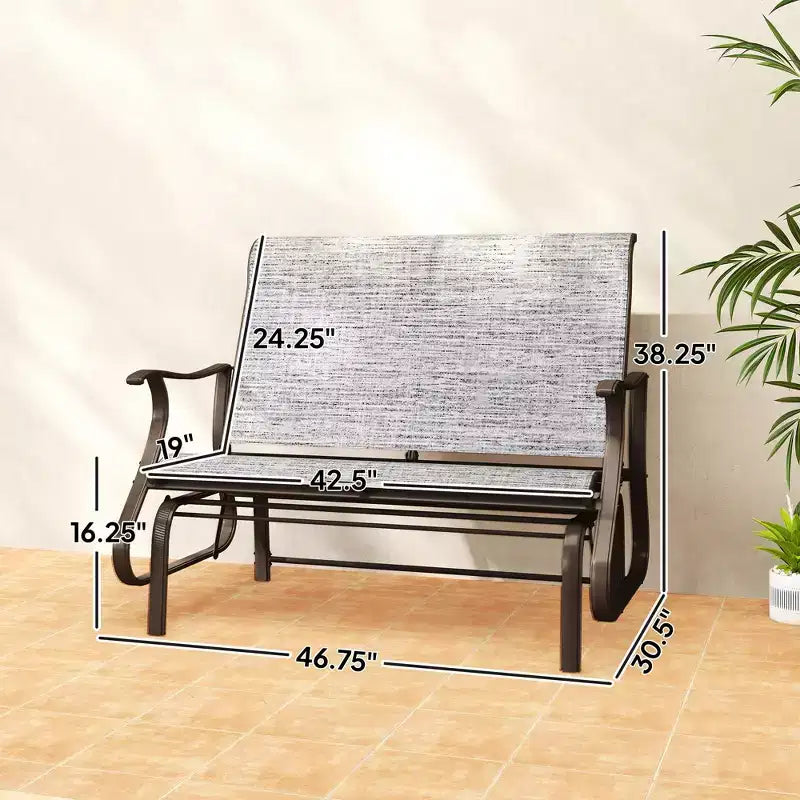 Panca a Dondolo da Esterno a 2 PostiDivanetto a Dondolo per Patio con Telaio in Acciaio Verniciato a PolvereDondolo da Veranda a 2 Posti per Cortile, Prato, Giardino