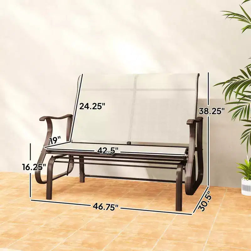 Panca a Dondolo da Esterno a 2 PostiDivanetto a Dondolo per Patio con Telaio in Acciaio Verniciato a PolvereDondolo da Veranda a 2 Posti per Cortile, Prato, Giardino