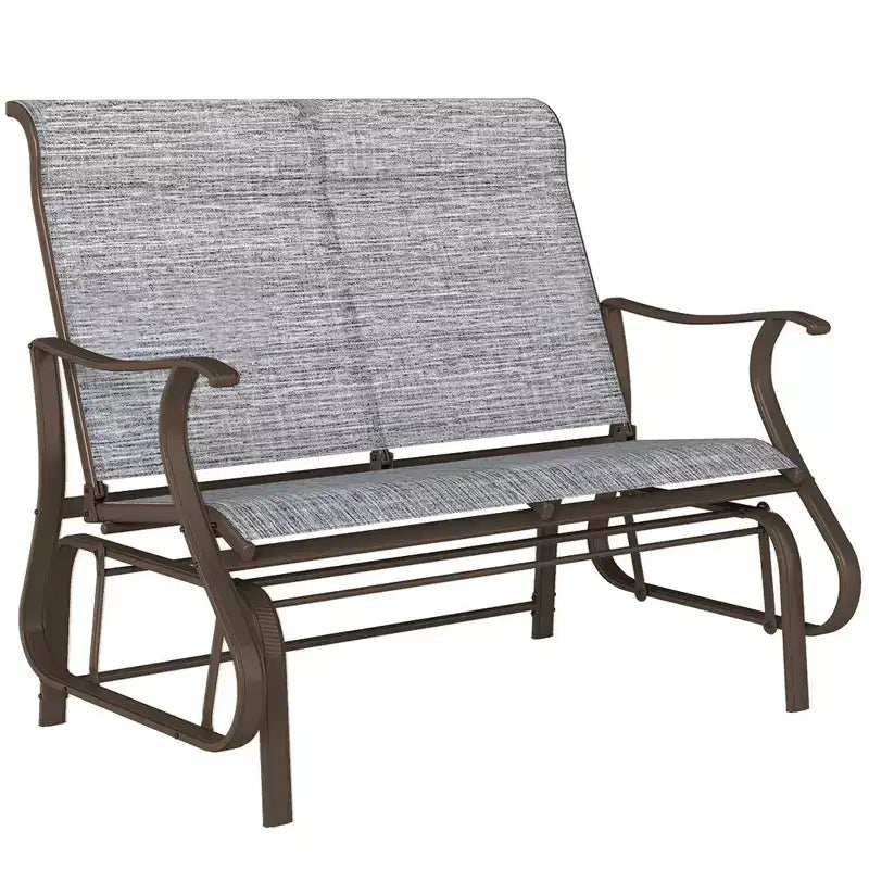 2-Person Outdoor Glider BenchPatio Glider Loveseat Chair with Powder Coated Steel Frame2 Seats Porch Rocking Glider for Backyard, Lawn, Garden