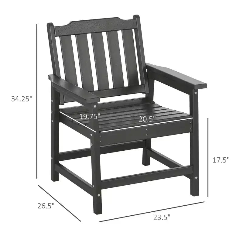 2 Piece All-Weather Patio Chairs, HDPE Patio Dining Chair Set, Heavy Duty Wood-Like Outdoor Furniture