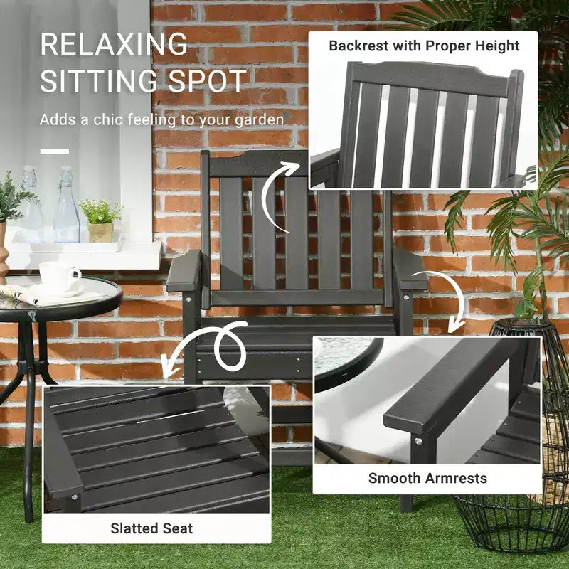 2 Piece All-Weather Patio Chairs, HDPE Patio Dining Chair Set, Heavy Duty Wood-Like Outdoor Furniture