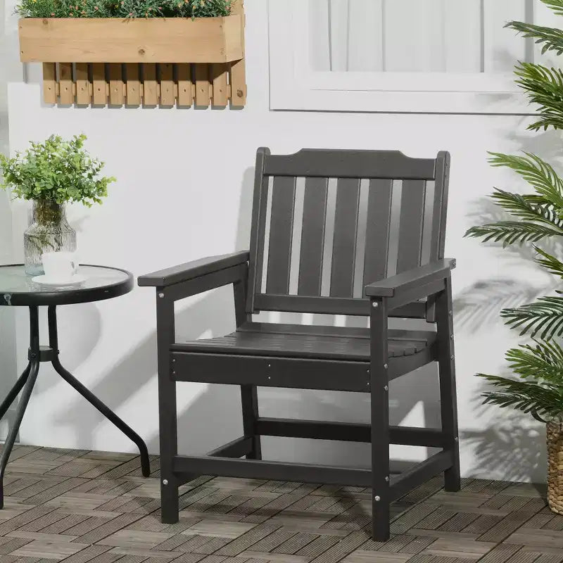 2 Piece All-Weather Patio Chairs, HDPE Patio Dining Chair Set, Heavy Duty Wood-Like Outdoor Furniture