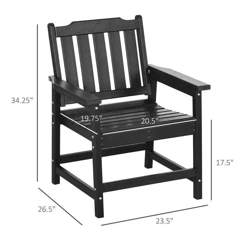2 Piece All-Weather Patio Chairs, HDPE Patio Dining Chair Set, Heavy Duty Wood-Like Outdoor Furniture
