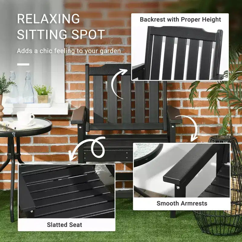 2 Piece All-Weather Patio Chairs, HDPE Patio Dining Chair Set, Heavy Duty Wood-Like Outdoor Furniture