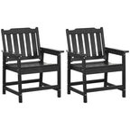 2 Piece All-Weather Patio Chairs, HDPE Patio Dining Chair Set, Heavy Duty Wood-Like Outdoor Furniture