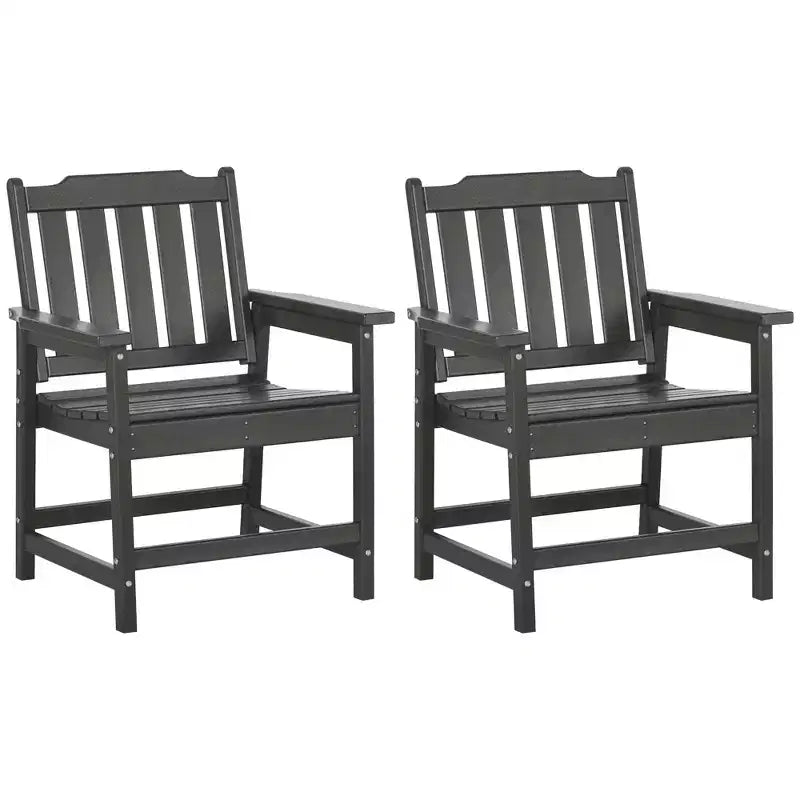 2 Piece All-Weather Patio Chairs, HDPE Patio Dining Chair Set, Heavy Duty Wood-Like Outdoor Furniture