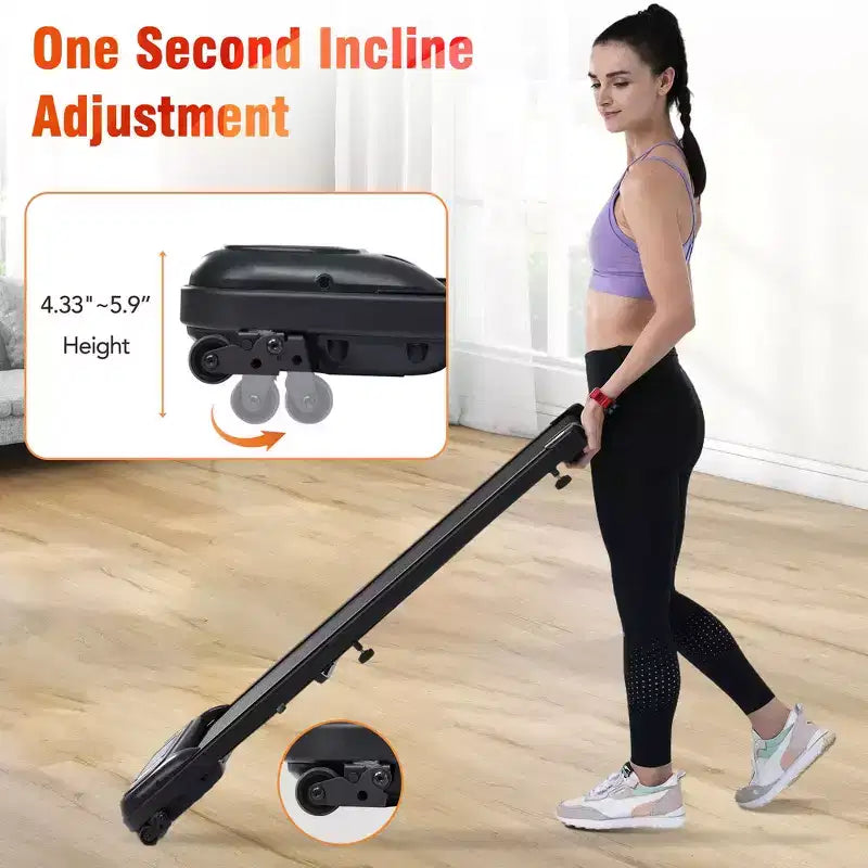 Whisen Walking Pad Under Desk Treadmill Machine Home Exercise Walking Treadmill with Incline for Small Space - Black