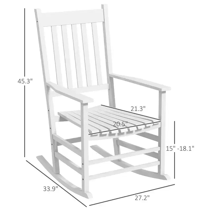 Set di 2 sedie a dondolo da esterno, sedia a dondolo da patio in legno con braccioli lisci, schienale alto per giardino, balcone, portico, supporta fino a 160 kg