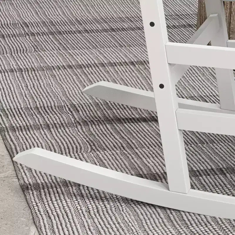 Set di 2 sedie a dondolo da esterno, sedia a dondolo da patio in legno con braccioli lisci, schienale alto per giardino, balcone, portico, supporta fino a 160 kg