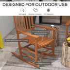 Set di 2 sedie a dondolo da esterno, sedia a dondolo da patio in legno con braccioli lisci, schienale alto per giardino, balcone, portico, supporta fino a 160 kg