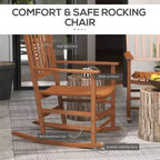 Set di 2 sedie a dondolo da esterno, sedia a dondolo da patio in legno con braccioli lisci, schienale alto per giardino, balcone, portico, supporta fino a 160 kg