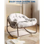 Sedia a Dondolo Oversize Papasan COZONY, Comoda Sedia a Uovo a Dondolo con Cuscino, Sedia a Dondolo da 204 kg per Patio, Portico, Giardino, Camera da Letto, Prato