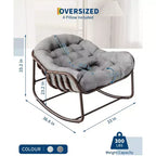 Sedia a Dondolo Oversize Papasan COZONY, Comoda Sedia a Uovo a Dondolo con Cuscino, Sedia a Dondolo da 204 kg per Patio, Portico, Giardino, Camera da Letto, Prato