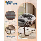 Sedia a Dondolo Oversize Papasan COZONY, Comoda Sedia a Uovo a Dondolo con Cuscino, Sedia a Dondolo da 204 kg per Patio, Portico, Giardino, Camera da Letto, Prato