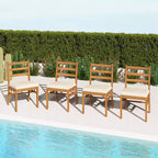 Costway Solid Acacia Wood Patio Chair Set of 4 w/ Padded Seat Cushions