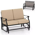 Costway Outdoor 2-Person Glider Rocking Chair Loveseat w/Thick Cushions & Metal Frame