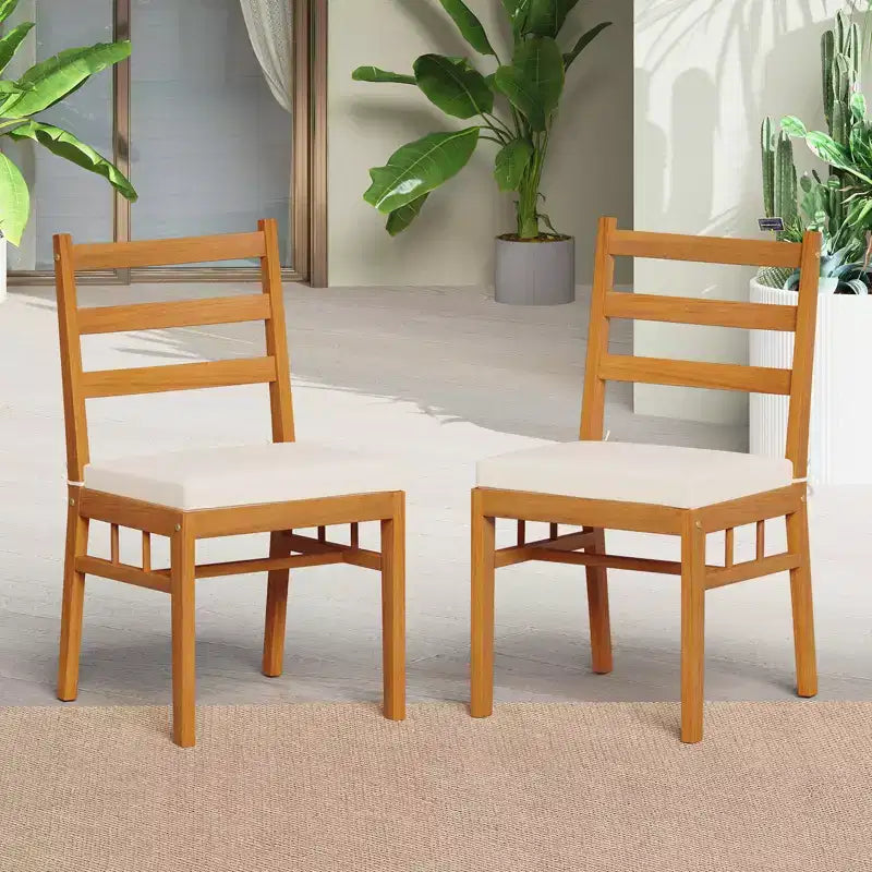 Set di 2 sedie da patio Costway in legno massello di acacia con cuscini imbottiti