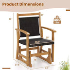 Costway Poltrona Dondolo da Giardino in Rattan con Telaio in Legno di Acacia, Sedile e Schienale in Vimini e Braccioli