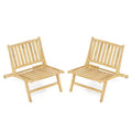 Costway 2PCS Teak Wood Outdoor Reclining Chair Natural Mid Century Accent Chair w/ Backrest