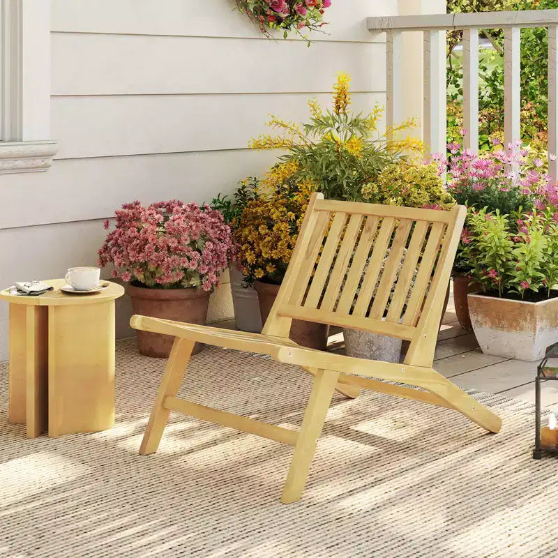 Costway Set di 2 Sedie Reclinabili da Esterno in Legno Teak, Sedia Accento Mid-Century Naturale con Schienale