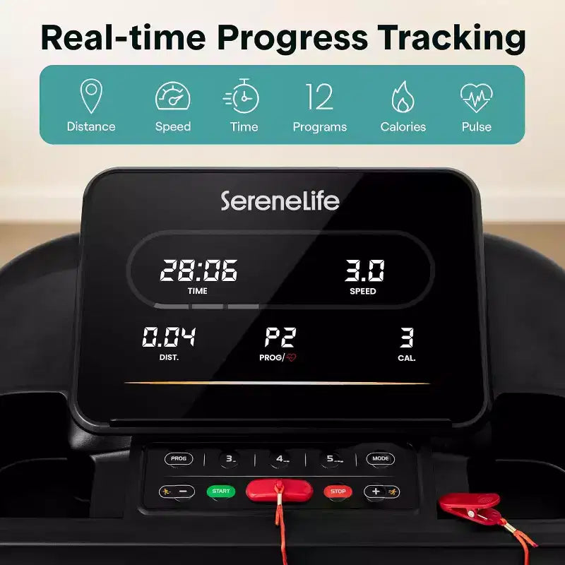 Tapis roulant digitale intelligente pieghevole SereneLife - 12 programmi preimpostati (SLFTRD40BT)