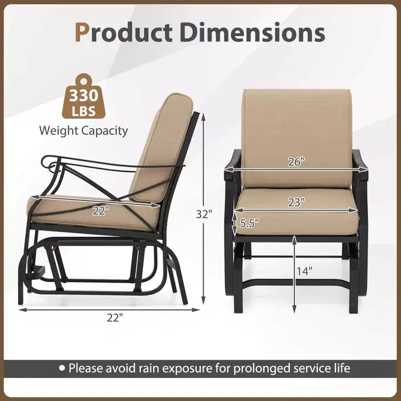 Costway 1/2 PCS Outdoor Glider Rocking Chair Patio Gliding Chair Furniture with Metal Frame