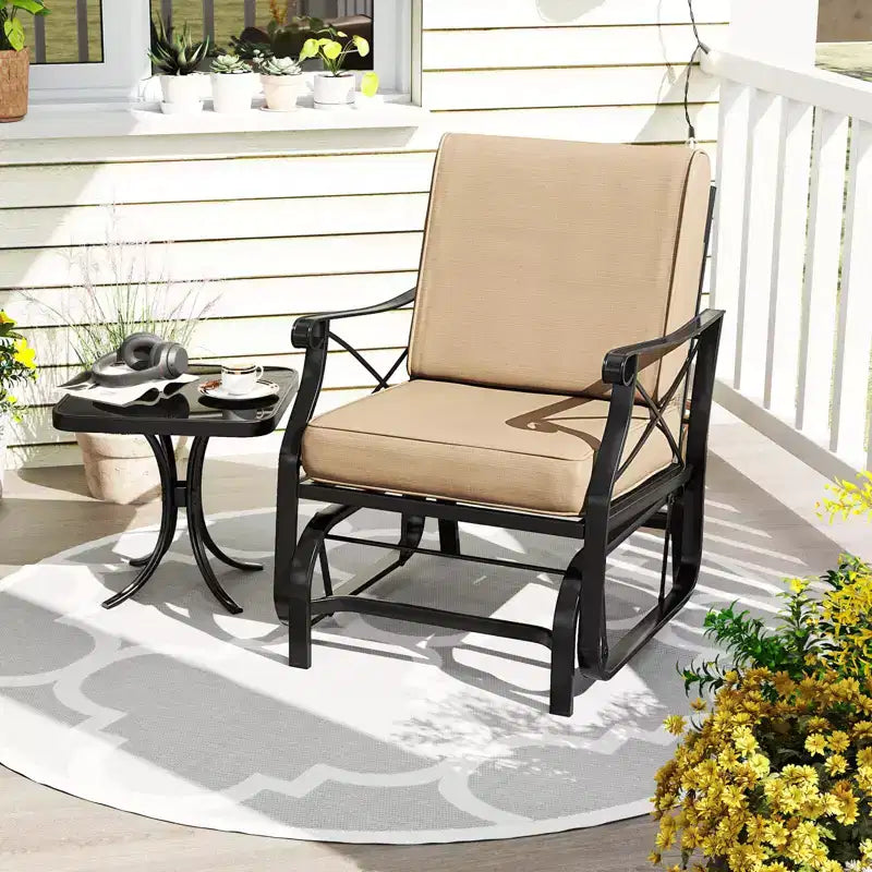 Costway 1/2 PCS Outdoor Glider Rocking Chair Patio Gliding Chair Furniture with Metal Frame