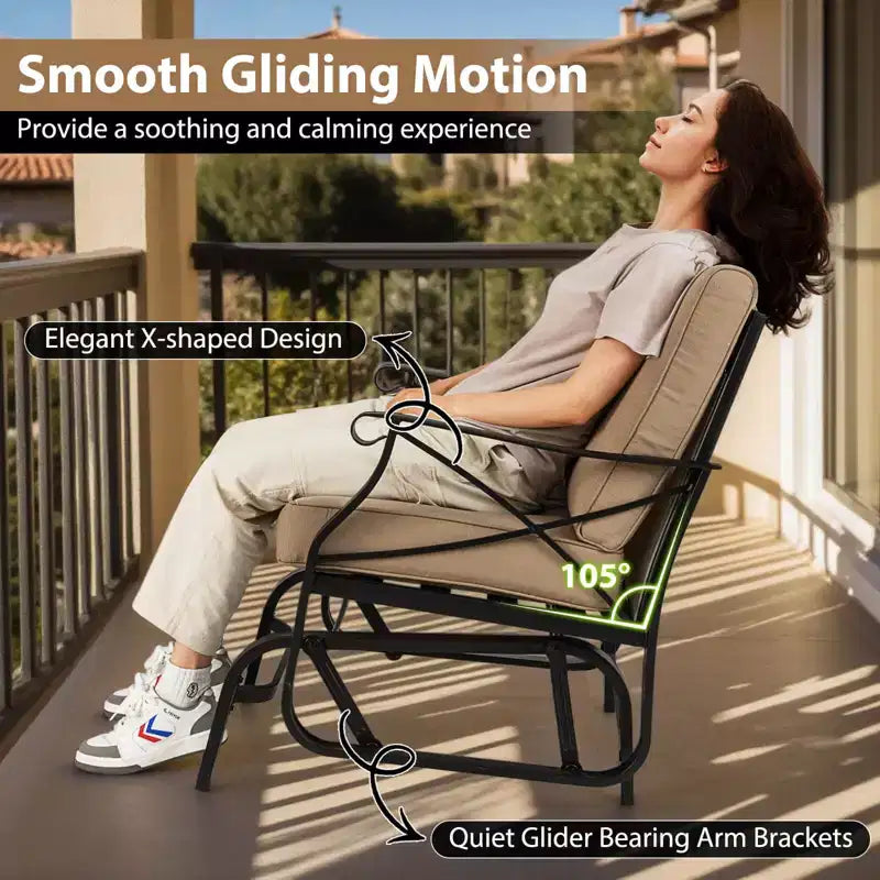 Costway 1/2 PCS Outdoor Glider Rocking Chair Patio Gliding Chair Furniture with Metal Frame