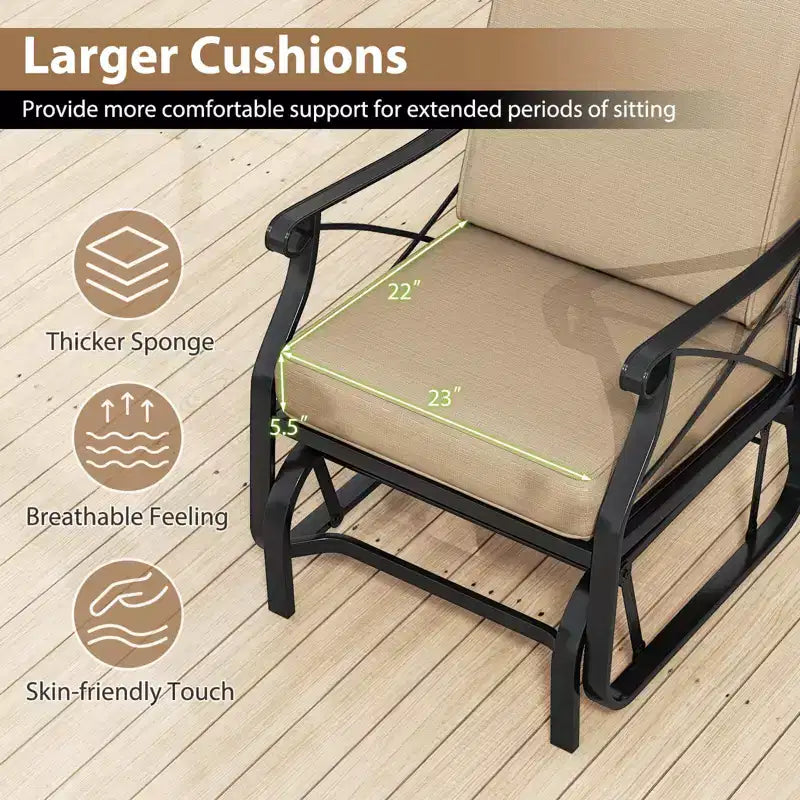 Costway 1/2 PCS Outdoor Glider Rocking Chair Patio Gliding Chair Furniture with Metal Frame