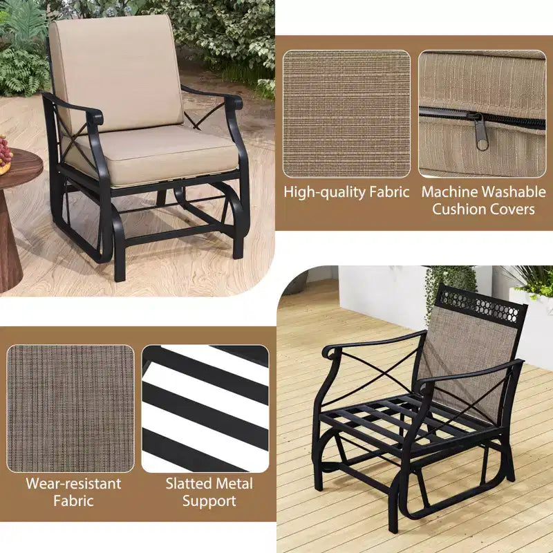 Costway 1/2 PCS Outdoor Glider Rocking Chair Patio Gliding Chair Furniture with Metal Frame