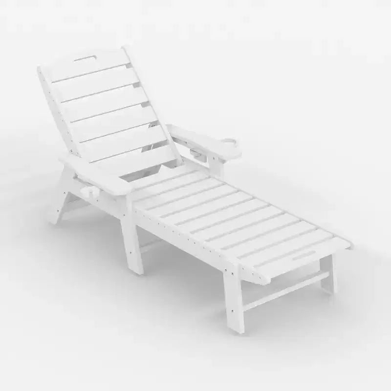 Sedia a sdraio pieghevole oversize in HDPE - regolabile in 5 posizioni, portabicchieri integrato, resina resistente alle intemperie, per patio, piscina, terrazza