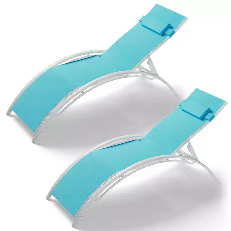 Set di 2 moderne chaise longue da patio in alluminio, sedie reclinabili da esterno per tutte le stagioni con braccioli, ideali per spiaggia, piscina, prendere il sole e prato