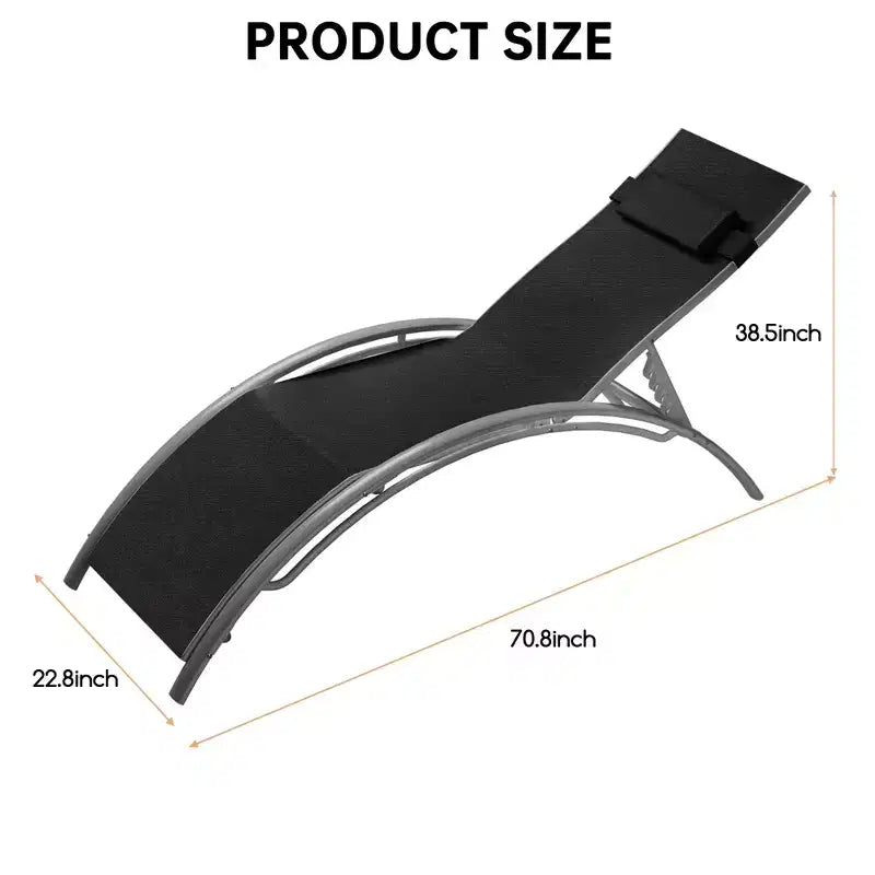 Set di 2 moderne chaise longue da patio in alluminio, sedie reclinabili da esterno per tutte le stagioni con braccioli, ideali per spiaggia, piscina, prendere il sole e prato