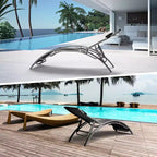 Set di 2 moderne chaise longue da patio in alluminio, sedie reclinabili da esterno per tutte le stagioni con braccioli, ideali per spiaggia, piscina, prendere il sole e prato