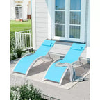 Set di 2 moderne chaise longue da patio in alluminio, sedie reclinabili da esterno per tutte le stagioni con braccioli, ideali per spiaggia, piscina, prendere il sole e prato