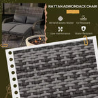 Wicker Adirondack Chair for 2 with Cushions & Footrests, PE Rattan Double Chaise Lounge Chair, Fire Pit Chair for Porch with Wide Armrests, High-back