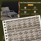 Wicker Adirondack Chair for 2 with Cushions & Footrests, PE Rattan Double Chaise Lounge Chair, Fire Pit Chair for Porch with Wide Armrests, High-back