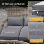 Wicker Adirondack Chair for 2 with Cushions & Footrests, PE Rattan Double Chaise Lounge Chair, Fire Pit Chair for Porch with Wide Armrests, High-back
