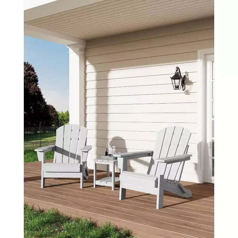Folding Adirondack Chair for Patio - All-Weather HDPE, Weather Resistant Synthetic Wood-Look, Outdoor Chair for Backyard Garden Fire Pit Poolside